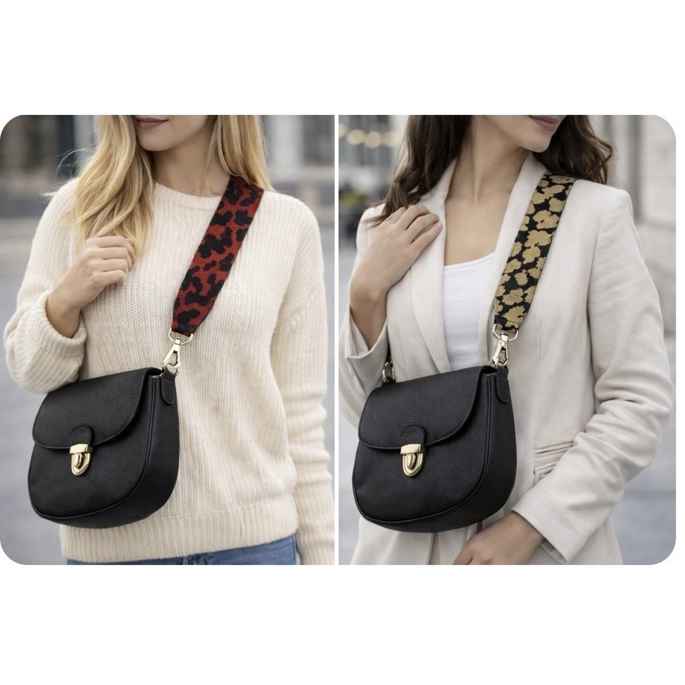 Black/Red Pair Adjustable Replacement Purse Crossbody Strap w/Gold Hardware